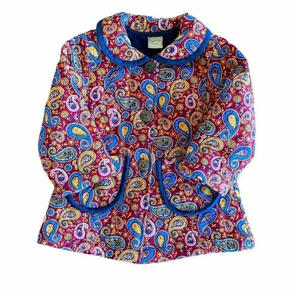 Maria Elena Quilted‎ Jacket Paisley Colorful Pockets Size 3T - Picture 1 of 5